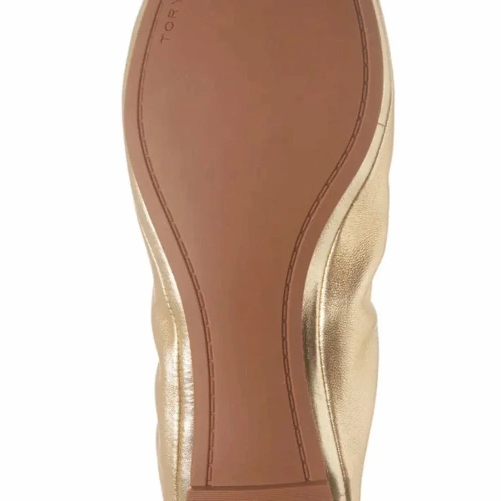 NWT Tory Burch Eddie Ballet Flat Gold Metallic